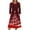 Red, variant on Women's Christmas Printed Fashionable Loose Round-Neck Dress, Holiday Print, Casual Wear, Retro Style, Comfort Fit, Everyday Dress, Festive,Saffron,M