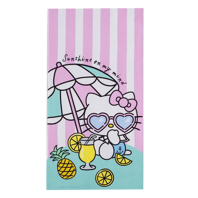 Northwest - Toalla de Playa, algodón, 30 x 60 Pulgadas, Hello Kitty Paraguas