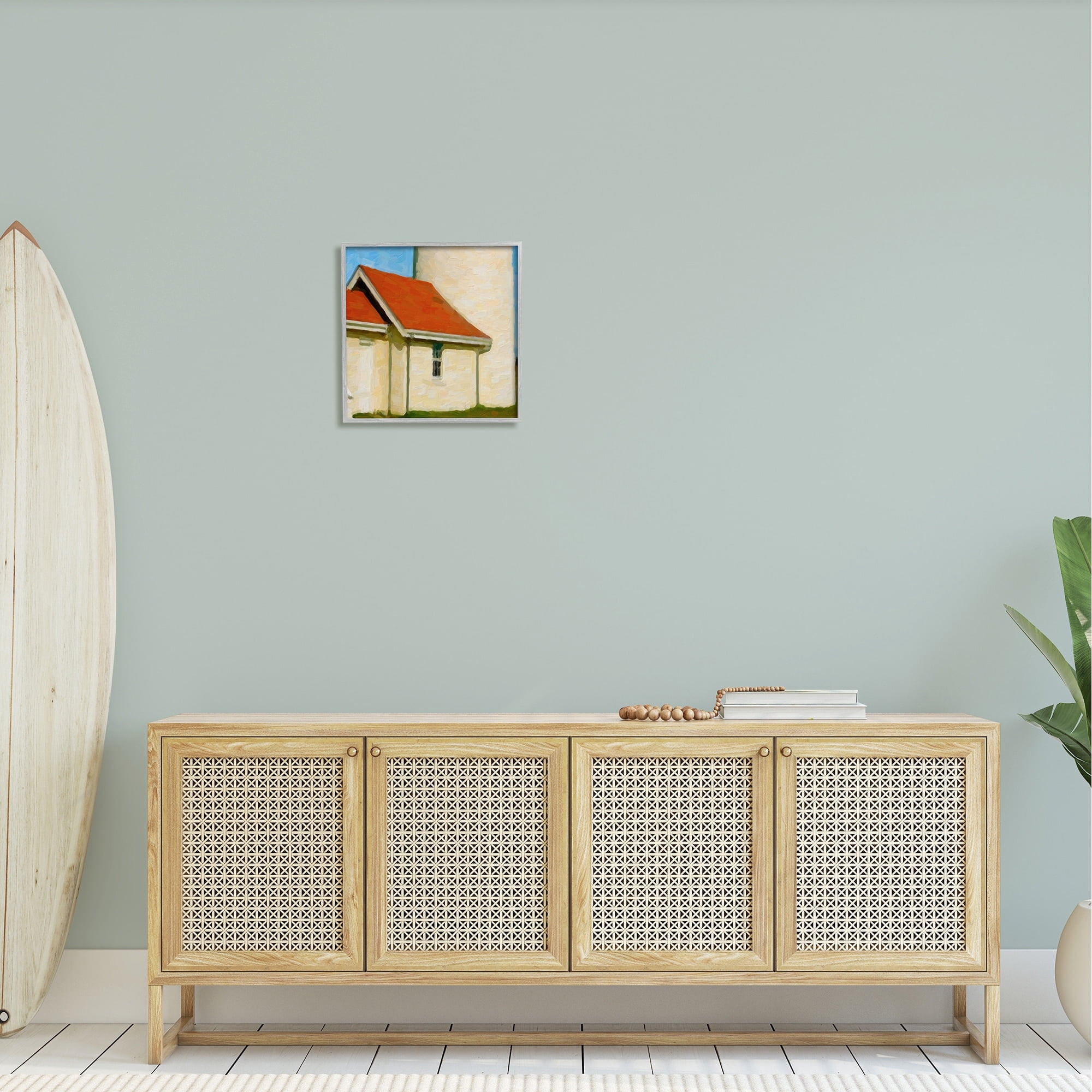 Stupell Industries Close Up Ocean Lighthouse Coastal Building Architecture Painting Gray Framed Art Print Wall Art, Design by Graffitee Studios