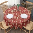 thumbnail image 3 of Red Christmas Gingerbread and Mitten Pattern Round Tablecloth 60"x60",Wrinkle Wipeable Table Cloth for Kitchen Dining Room Picnic Patio Party, 3 of 6