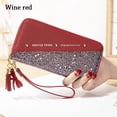 thumbnail image 1 of Fashion Glitter Clutch Card Holder Case Long Wallet Handbags Phone Bag Zipper Purse WINE RED, 1 of 8
