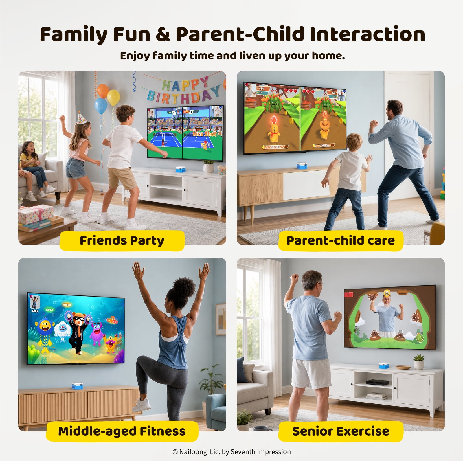 KINHANK MotionX Video Game Consoles with 40+ Games for Kids & Families,Continuous updates,Plug & Play,Indoor Active Play System