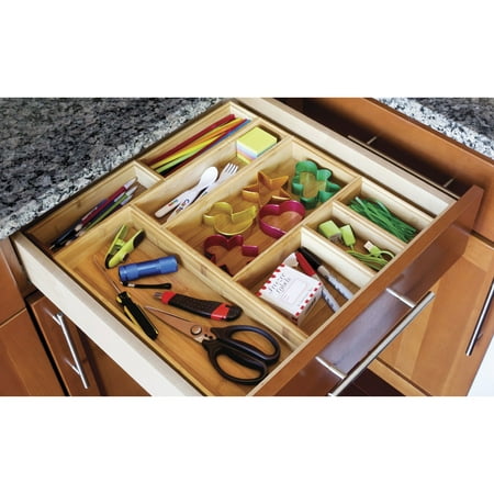 Lipper International 6 x 15 Inch Bamboo Wood Stacking Storage Organizer Box