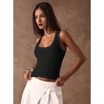 thumbnail image 6 of Women'S Studded Ribbed Knit Tank Top Square Neck Sleeveless Fitted Y2K Going Out Crop Tops Black XL, 6 of 9