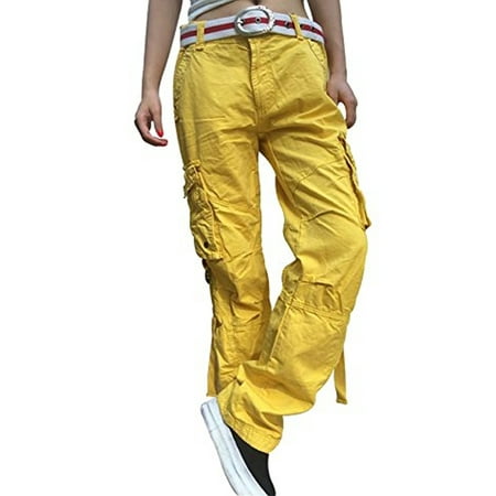 yellow cargo pants womens