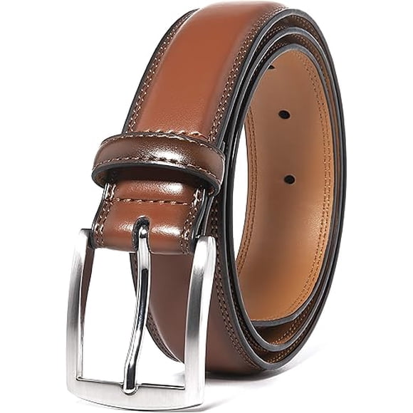 Men's Casual Leather Jeans Belts Classic Work Business Dress Belt with Prong Buckle for Men