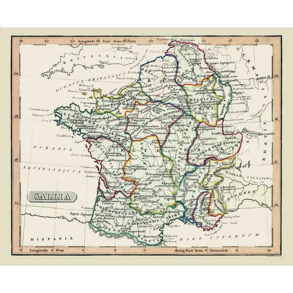 Historic Map - France Ancient - Fenner 1830 - 28.31 x 23 - Vintage Wall Art