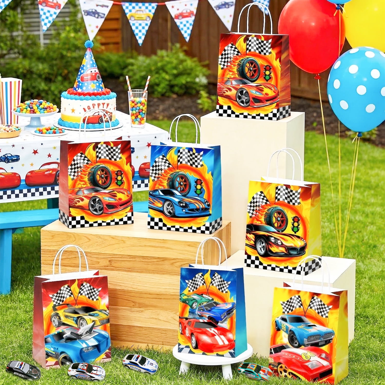 96Pcs Race Car Party Favors, Race Car Birthday Favors Set- Race Car Goodie Bags Key Chains Stickers  3D Puzzle etc Race Car Party Supplies for Race Car Birthday Decorations