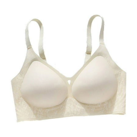 LLYwey Full Figure Bras for Women Winter Clearance Push up Bras Underwear for Women Comfortable Breathable Bra Without Underwire Women Size Nylon Pullover Bra Style LW-292 Beige M