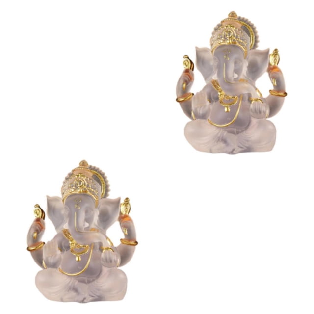 Estatua de Elefante Injueey Artesanal de Resina Ganesha Blanco 2Conjunto
