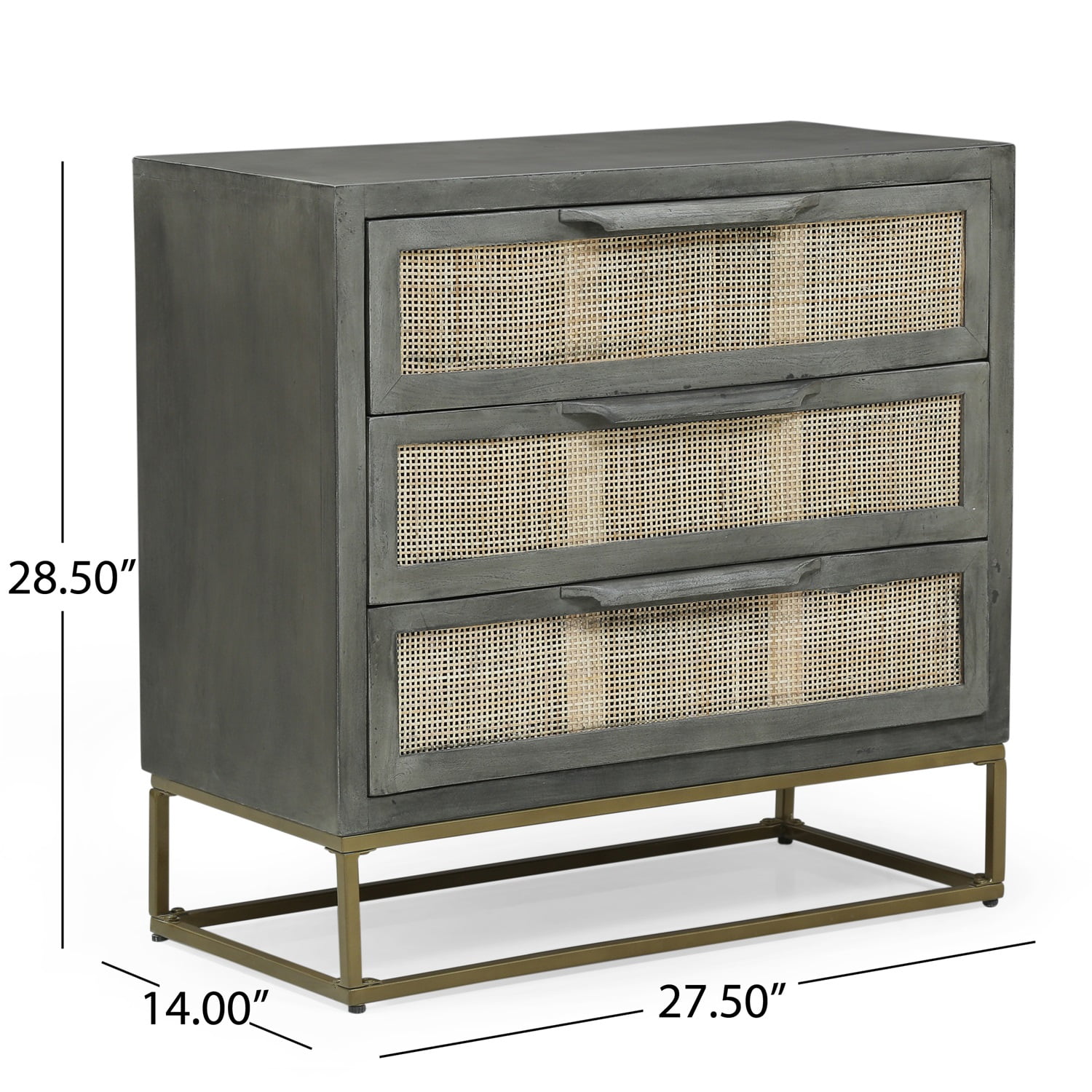 Kadyn Wood 3 Drawer Cabinet, Modern Storage Cabinet with 3 Drawers, Drawer Cabinet for Living Room, Gray and Natural Kadyn Wood 3 Drawer Cabinet, Modern Storage Cabinet with 3 Drawers, Drawer Cabinet for Living Room, Gray and Natural