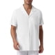 thumbnail image 1 of CAMISAS DE LINO PARA HOMBRE CON COLLAR CAMP, MANGA CORTA, BOTONES, CAMISAS DE VERANO PARA PLAYA, S BLANCO, 1 of 6