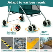 NiamVelo Dog Stroller Folding Pet Stroller Cat Stroller with 4 Wheels Portable Doggy Stroller with Cup Holders, Teal