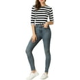 thumbnail image 2 of INSPIRE CHIC T-Shirt pour Femme Fête des Mères Non Doublé Col Rond Manches au Coude Coupe Ajustée Décontracté m Noir Blanc, 2 of 8