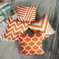 thumbnail image 2 of Throw Pillow Covers Home Decor Set of 4 Orange Stripe Geometric Vintage Retro Contemporary Pillow Cases Decorative 18 x 18 Inches Outdoor Cushion Couch Sofa Pillowcases, 2 of 6