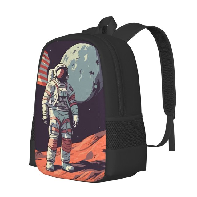 Balery Astronaut With American Flag Mochila para hombre y mujer - Tela Oxford 600D resistente - Gran capacidad, resistente al agua, ideal para la escuela, viajes y senderismo
