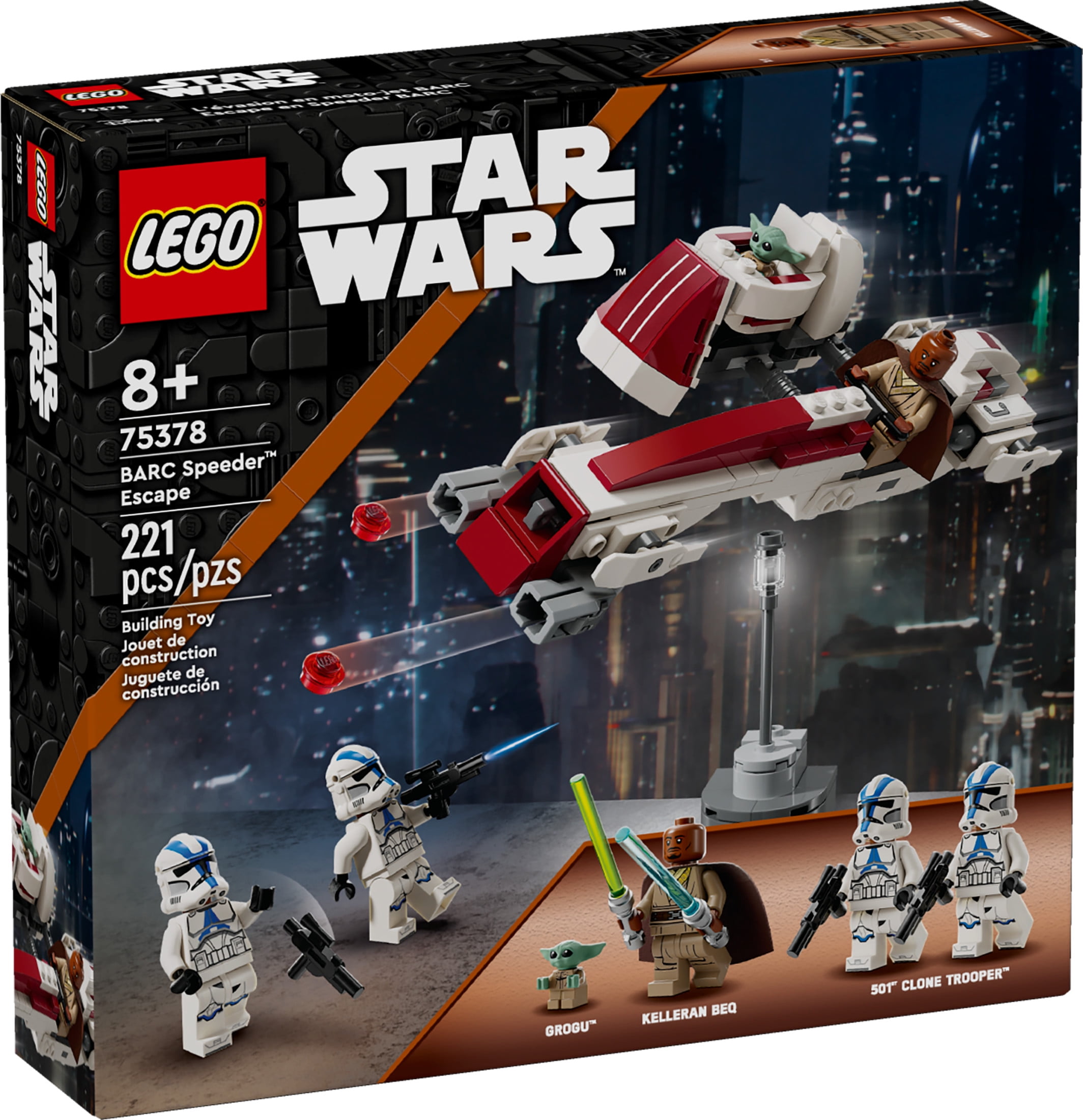 LEGO Star Wars BARC Speeder Escape, Mandalorian Toy Building Set for Kids, Star Wars Gift for Boys, Girls and Fans Ages 8 and Up, Comes with Kelleran Beq and Grogu, 75378
