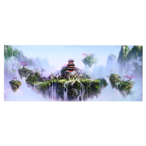 PVC Waterproof Adhesive Sky Castle Pattern Aquarium Background Poster Sticker Fish Tank Decoration61x30cm