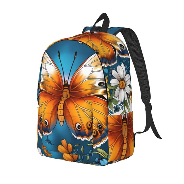 Fotbe Spring Butterfly Flowers Mochila de Lona con Estampado, Mochila Duradera, Mochila Versátil de Alta Calidad, Mochila Compacta Vintage-Small