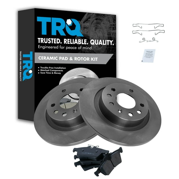 TRQ Rear Brake Pad & Rotor Kit Brake Pads Brake Rotor Ceramic Fits Select 2004-2011 Saab 9-3 2010 9-3X