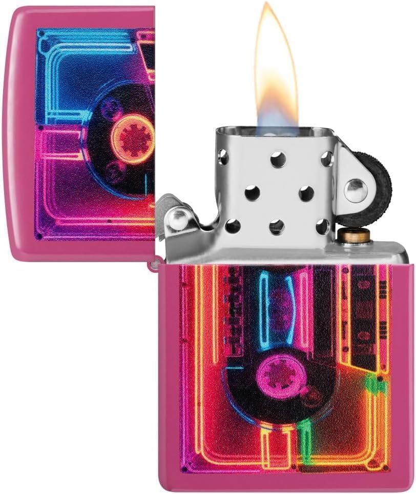 Zippo Lighter - Customized Message Neon Cassette Frequency Pocket Lighter 46693