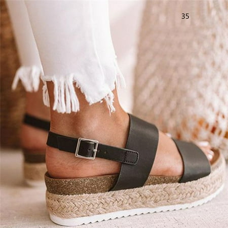 

Women Sandals Open Toe Thick Sole Flat Breathable Female Shoes for Summer 35