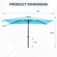 thumbnail image 4 of Heynemo 10x 6.5ft Rectangular Patio Umbrella, Outdoor Table Market Umbrella with Crank, 6 Steel Ribs, Polyester Canopy, Aluminum Pole,Lake Blue, 4 of 7