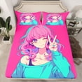 thumbnail image 2 of Feelyou Tokyo Anime Girl Queen Sheet Sets, Kawaii Japan Princess Bed Set, 4-Piece, 2 of 7