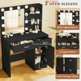 thumbnail image 2 of LIVELYGLOW Makeup Vanity Desk with Lighted Mirror, Vanity Set with 3 Shelves & 2 Drawers & 2-Tier Storage Cabinet, Vanity Table for Bedroom - Black, 2 of 9