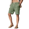 thumbnail image 5 of GENTS BLISS Cargo Men Linen Shorts Elastic Waist Drawstring Shorts for Men Summer Beach Shorts with Pockets, 5 of 11
