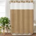 thumbnail image 3 of Pure Khaki No Hook Shower Curtain Waterproof, Bathroom Curtains with Snap in Liners and See Through Top Window, Simple Solid Color Hotel Style Bathtub Curtains Shower 72"Wx96"L, 3 of 8