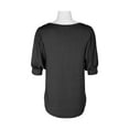 thumbnail image 2 of Joan Vass NY Scoop Neck Short Shirred Sleeve Solid Shirttail Hem-BLACK / XS, 2 of 4