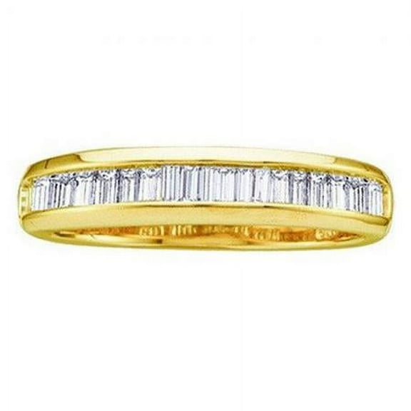 0.25 Carat (ctw) 10K Yellow Gold Baguette Cut White Diamond Ladies Anniversary Wedding Band Stackable Ring 1/4 CT