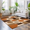 thumbnail image 4 of Orange Grid Blocks Washable Living Room Rugs 5'x7', Boho Modern Abstract Art Geometric Arch Lines Washable Throw Large Area Rugs Non-Slip Sturdy Edge Binding Carpet for Dining Room Bedside Kitchen, 4 of 9