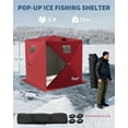 thumbnail image 5 of Ladcaser Pop-up Ice Fishing Tent for 3-4 Persons Insulated Portable Ice Fishing Shelter w/ Zippered Door, Wind Rope & Anchors, 70.8"x70.8"x77.74" Red, 5 of 8