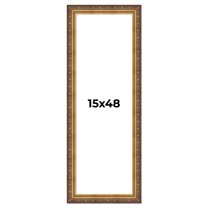 15x48 Frame Vintage Gold Solid Wood Picture Frame | 2.5 Inch Moulding Width | Ornate Bronze Museo
