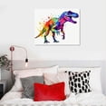 thumbnail image 4 of ONETECH   Tyrannosaurus Rex (T-Rex) Triceratops Brachiosaurus Stegosaurus Watercolor Dinosaur Nursery Room Wall Art Prints dnc1, 4 of 4