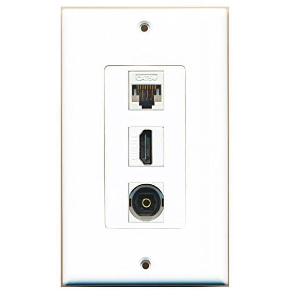 RiteAV - 1 Port HDMI and 1 Port Toslink and 1 Port Cat5e Ethernet White Decorative Wall Plate
