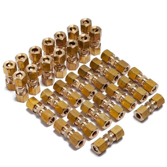LTWFITTING 1/4" OD Compression Union,Brass Compression Fitting(Pack of 30)
