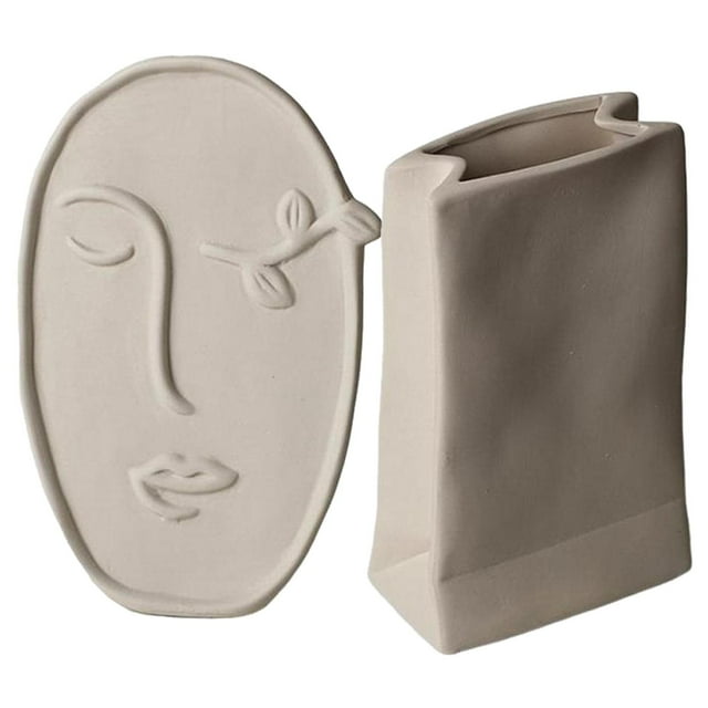 2 jarrones de cerámica y para decoración para hogar, jarrón de flores secas decorativas
