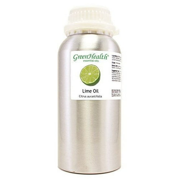 GreenHealth Lime Essential Oil – 100% Pure - 16 fl oz (473 ml) Aluminum Bottle w/Plug Cap