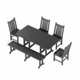 thumbnail image 3 of WestinTrends Malibu 6 Piece Outdoor Dining Set with Bench, All Weather Poly Lumber Patio Table and Chairs Set, 71" Trestle Dining Table with Umbrella Hole, 5 Patio Chairs with Bench, Gray, 3 of 8