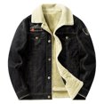 thumbnail image 4 of Men's Lapel Sherpa Lined Thicken Denim Trucker Jacket Black XXXXXL, 4 of 4