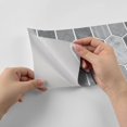 thumbnail image 5 of 6Sheets Waterproof Tiles Stickers Wall Decals 11.81'' x 5.91'' Gray White Mosaic Brick Pattern Peel and Stick Kitchen Backsplash, 5 of 8
