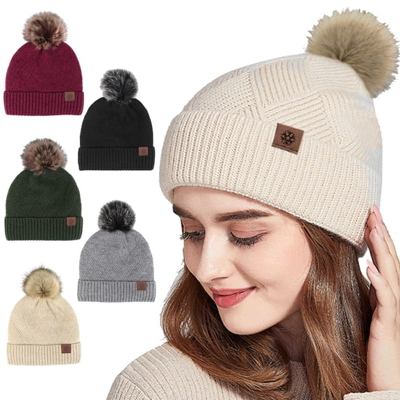 Only Moment Wool Fleece Lined Beanie Winter Hats for Men Women A Polyester Soft Warm Knit Beanies Skull Cap Ski Hats One Size