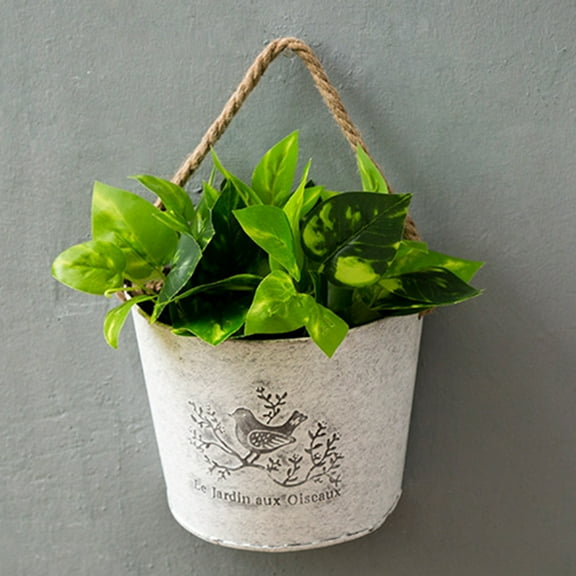 Travelwant 14 cm Metal Flower Wall Basket Bird Alphabet Vintage Hanging Planters with Heat-resistant