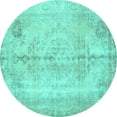 thumbnail image 1 of Ahgly Company Machine Washable Indoor Round Persian Turquoise Blue Traditional Area Rugs, 8' Round, 1 of 4