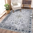thumbnail image 3 of ZACOO 8x10 Washable Area Rug Low-Pile Distressed Area Rug Large Indoor Floor Carpet for Dining Room Office Decor Gray, 3 of 7