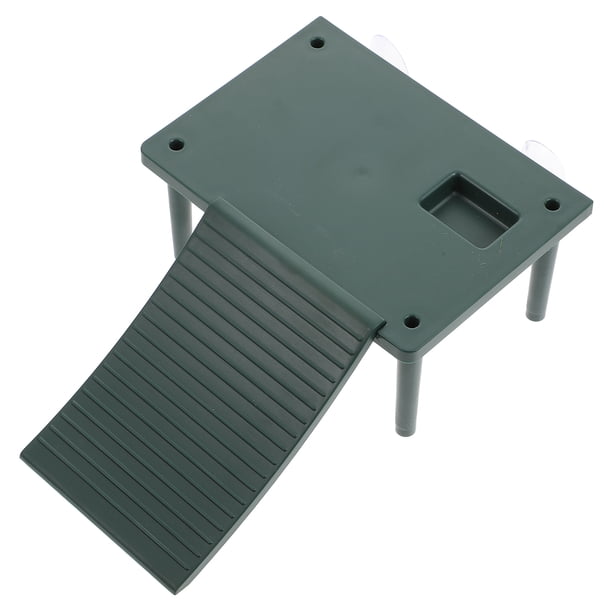 EeaseMX Mesa para tomar el sol para tortugas, pecera, plataforma decorativa, juguete para mascotas con garras (verde)