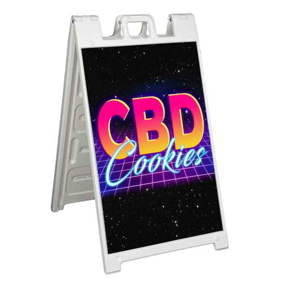 CBD Cookies (24" X 36") Standard A-Frame Signicade, Includes Decal Applied To Stand